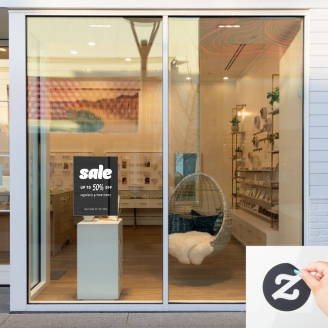 Vinilos Para Cristales Cartel de venta clásico retro negro de Bubble (Ventana de la tienda)