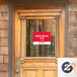 Vinilos Para Cristales Casa abierta roja y blanca