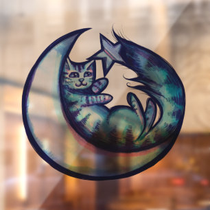 Vinilos Para Cristales Cat Moon Caturday Star Art Purple MoonCat