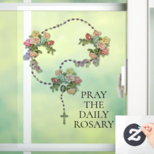 Vinilos Para Cristales Católicos rezan la flor de los Rosas del Rosario