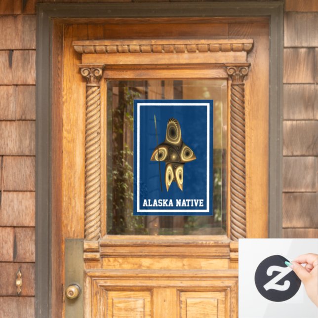 Vinilos Para Cristales Cazador inuit fractal - Nativo de Alaska (Puerta de casa)
