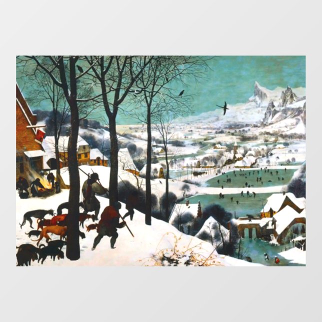 Vinilos Para Cristales Cazadores en el paisaje de la nieve Pieter Bruegel (Hoja)