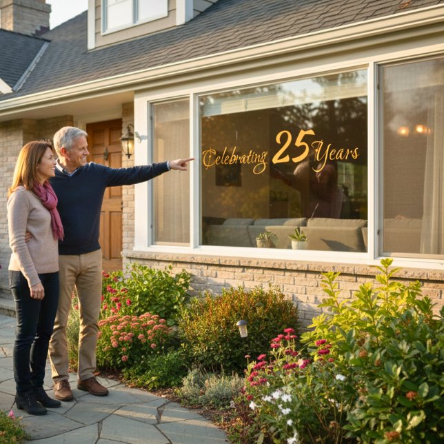 Vinilos Para Cristales Celebración de la ventana de 25 años (Celebrating 25 Years Window Cling)