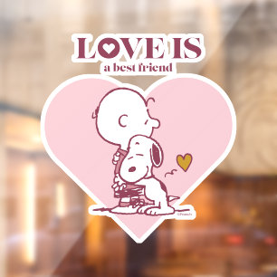 Vinilos Para Cristales Charlie Brown y Snoopy - El amor es el mejor amigo
