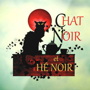 Vinilos Para Cristales Chat Noir et Thé Noir, té negro de gato
