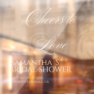 Vinilos Para Cristales Cheers to Love Elegant White Bridal Shower