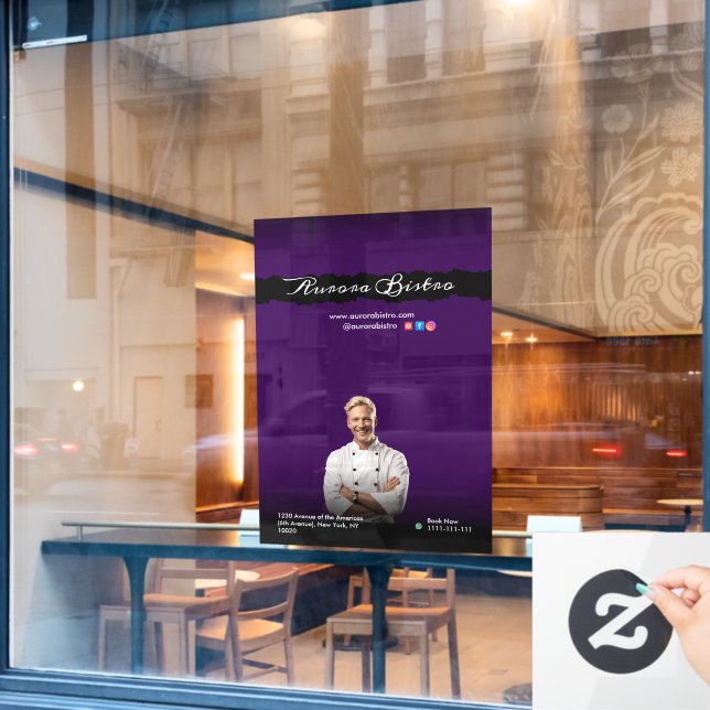 Vinilos Para Cristales  Chef Dark Violet with Black Shadows (Ventana de cafetería)