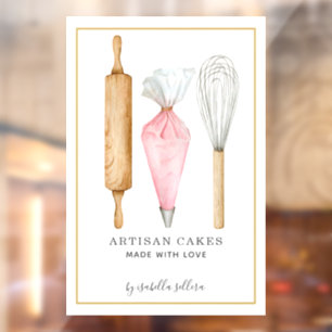 Vinilos Para Cristales Chef de Pastelería Panadería Acuarela Utensilios d