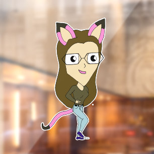 Vinilos Para Cristales chibi catgirl