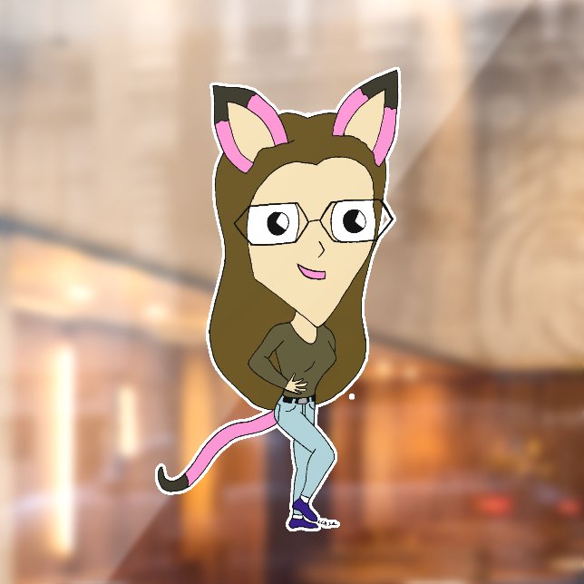 Vinilos Para Cristales chibi catgirl (Hoja 2)