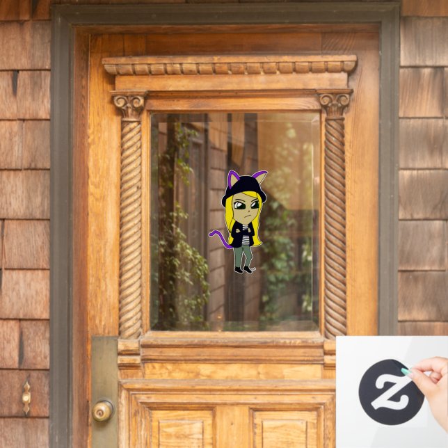 Vinilos Para Cristales chibi catgirl (Puerta de casa)