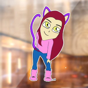 Vinilos Para Cristales chibi catgirl