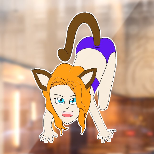 Vinilos Para Cristales chibi catgirl (Hoja 2)