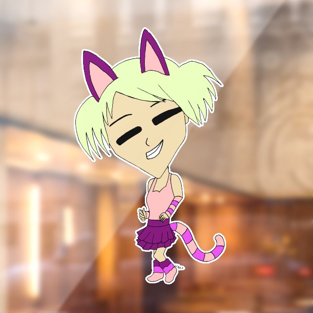 Vinilos Para Cristales chibi catgirl (Hoja 2)
