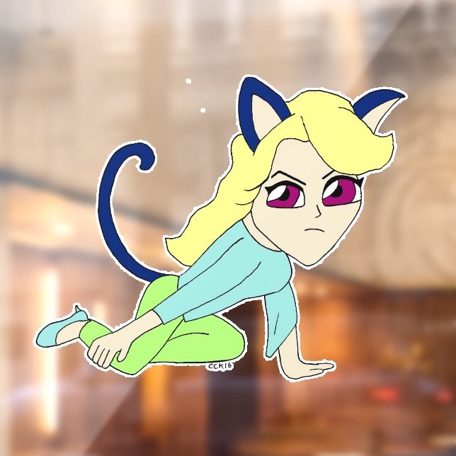 Vinilos Para Cristales chibi catgirl (Hoja 2)