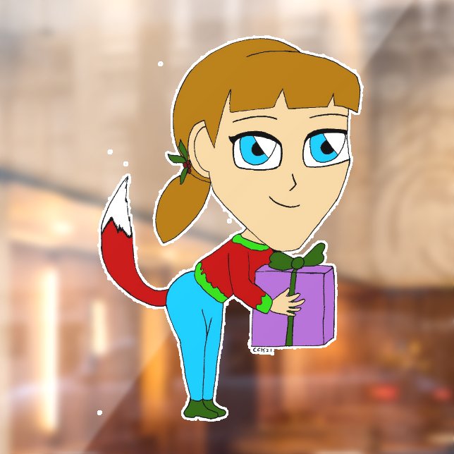 Vinilos Para Cristales chibi foxy chica (Hoja 2)