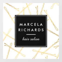 Vinilos Para Cristales Chic Gold Bobby Pins Estilista de Salón de Belleza