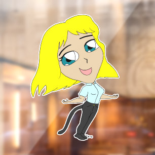 Vinilos Para Cristales chica chibi con cola