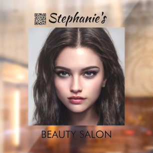 Vinilos Para Cristales Chica de hermoso cabello oscuro Salón de belleza c