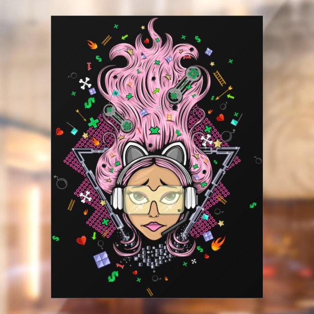 Vinilos Para Cristales Chica Gamer (Hoja 2)