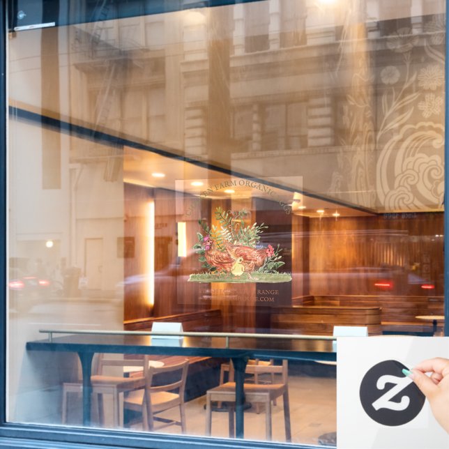 Vinilos Para Cristales Chicken Farm Fresh Eggs small (Ventana de cafetería)