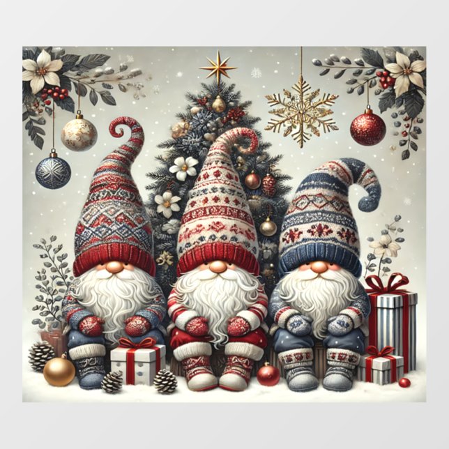 Vinilos Para Cristales Christmas Gnomes Window Cling (Hoja)