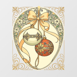Vinilos Para Cristales Christmas Ornaments Beige and Red Art Nouveau 