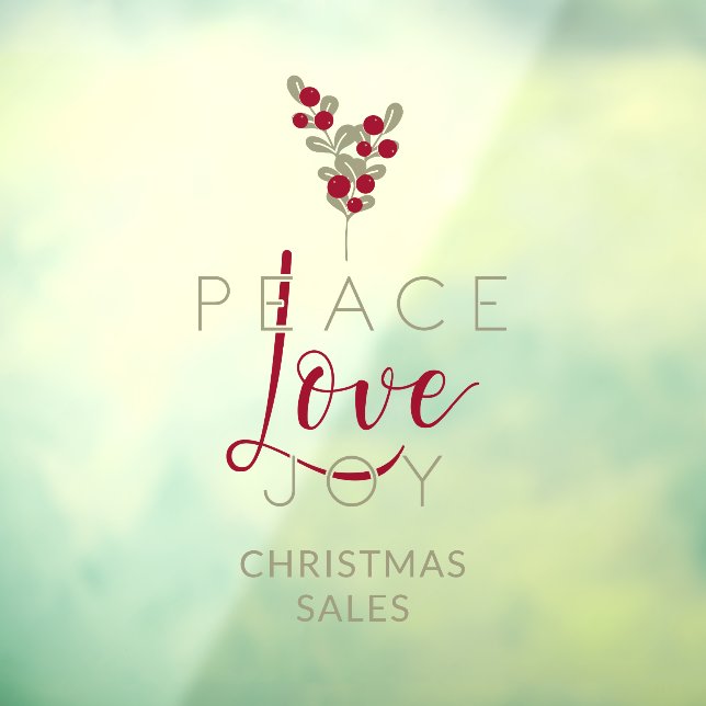 Vinilos Para Cristales Christmas Peace Love Joy Holly Branches Quote (Hoja 3)