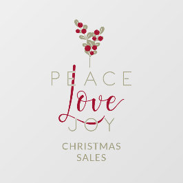 Vinilos Para Cristales Christmas Peace Love Joy Holly Branches Quote
