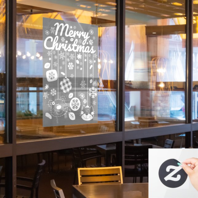 Vinilos Para Cristales Christmas Window Cling – White Ornaments (ventana del restaurante)