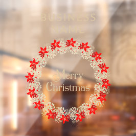 Vinilos Para Cristales Christmas Wreath Botanical Holly & Poinsettias