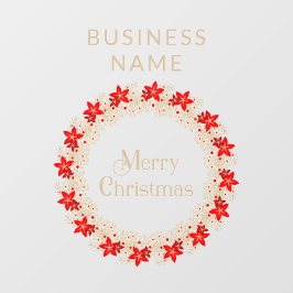 Vinilos Para Cristales Christmas Wreath Botanical Holly & Poinsettias