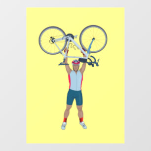 Vinilos Para Cristales Ciclistas levantando una bicicleta