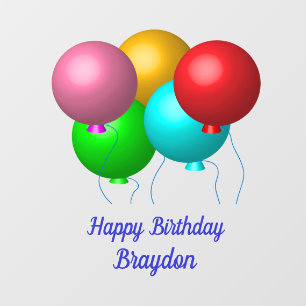 Vinilos Para Cristales Cinco globos de cumpleaños nombre personalizado fe