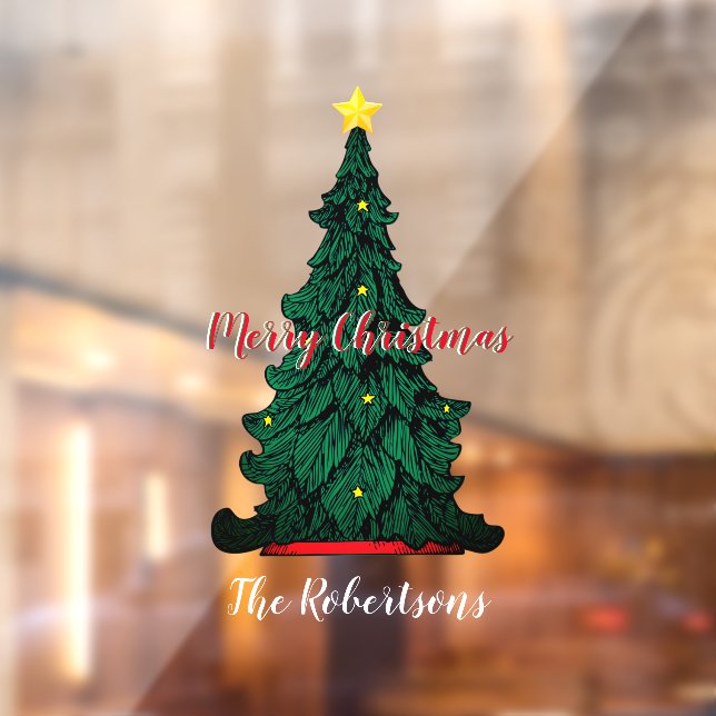 Vinilos Para Cristales Cine de ventana de árbol de Navidad verde tradicio (Hoja 2)