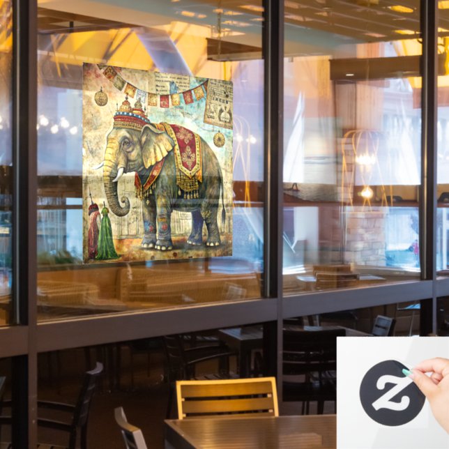 Vinilos Para Cristales Circus Elephant Window Cling (ventana del restaurante)