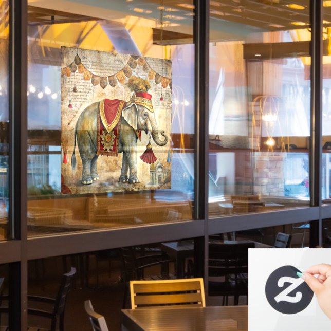 Vinilos Para Cristales Circus Elephant Window Cling (ventana del restaurante)