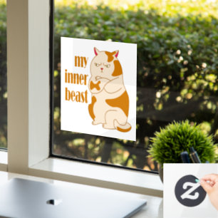 Vinilos Para Cristales Cita motivacional de gato gordo perezoso de mi bes