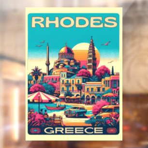 Vinilos Para Cristales Ciudad de Rodas Retro - Regalos de viaje de vacaci