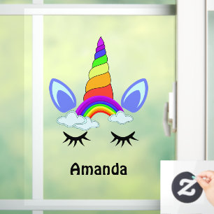 Vinilos Para Cristales Clásico curvo unicornio lindo