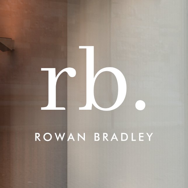 Vinilos Para Cristales Clásico Elegante Monograma Placa de Nombre Moderna (Sleek white modern monogram custom nameplate glass door window cling.)