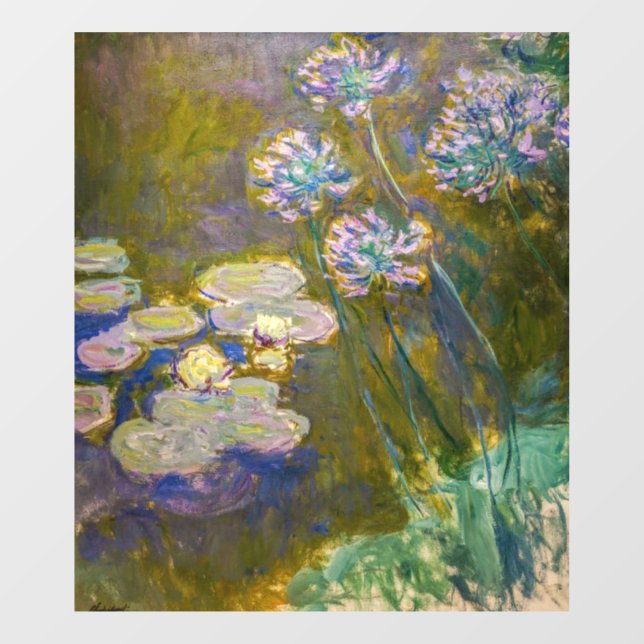 Vinilos Para Cristales Claude Monet - Waterlilies y Agapanthus (Hoja)
