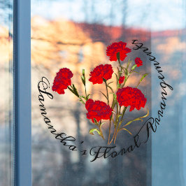 Vinilos Para Cristales Clavel Rojo Floral Vintage Elegante Personalizable