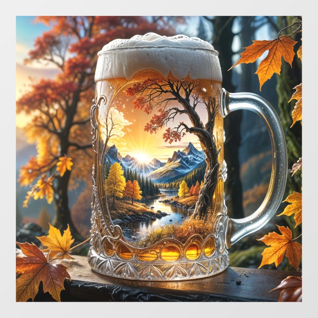 Vinilos Para Cristales Cling Autumn Beer Mug Window (Hoja)
