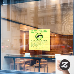 Vinilos Para Cristales Cling de la ventana de advertencia de arma oculta
