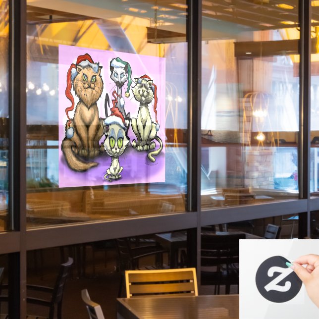 Vinilos Para Cristales Cling de la ventana de gatos de navidades (ventana del restaurante)