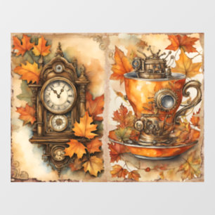 Vinilos Para Cristales Cling de la ventana de Steampunk de otoño