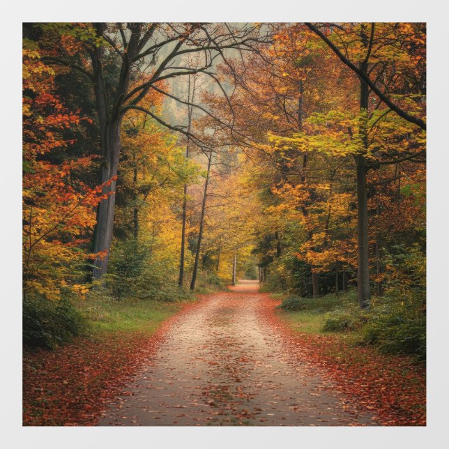 Vinilos Para Cristales Cling de la ventana del bosque otoñal (Hoja)