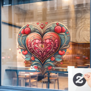 Vinilos Para Cristales Cling de la ventana del corazón ornamental