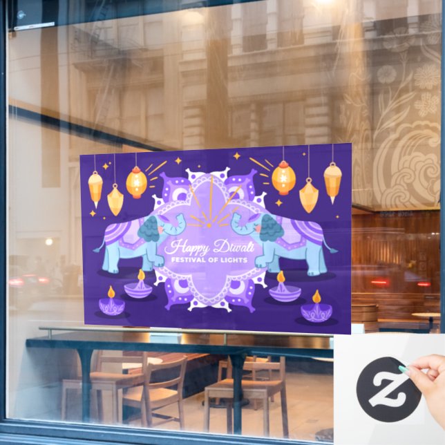 Vinilos Para Cristales Cling de ventana de Diwali (Ventana de cafetería)